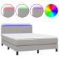 vidaXL Boxspringbett mit Matratze & LED Hellgrau 140x190 cm Stoff vidaXL Boxspringbett mit Matratze & LED Hellgrau 140x190 cm Stoff
