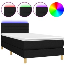 vidaXL Boxspringbett mit Matratze & LED Schwarz 90x190 cm Stoff
