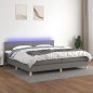 vidaXL Boxspringbett mit Matratze & LED Dunkelgrau 200x200 cm Stoff vidaXL Boxspringbett mit Matratze & LED Dunkelgrau 200x200 cm Stoff