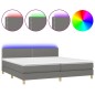 vidaXL Boxspringbett mit Matratze & LED Dunkelgrau 200x200 cm Stoff vidaXL Boxspringbett mit Matratze & LED Dunkelgrau 200x200 cm Stoff