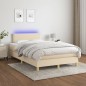 vidaXL Boxspringbett mit Matratze & LED Creme 120x200 cm Stoff vidaXL Boxspringbett mit Matratze & LED Creme 120x200 cm Stoff