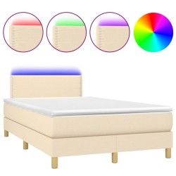vidaXL Boxspringbett mit Matratze & LED Creme 120x200 cm Stoff
