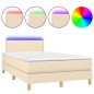 vidaXL Boxspringbett mit Matratze & LED Creme 120x200 cm Stoff vidaXL Boxspringbett mit Matratze & LED Creme 120x200 cm Stoff