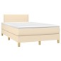 vidaXL Boxspringbett mit Matratze & LED Creme 120x200 cm Stoff vidaXL Boxspringbett mit Matratze & LED Creme 120x200 cm Stoff
