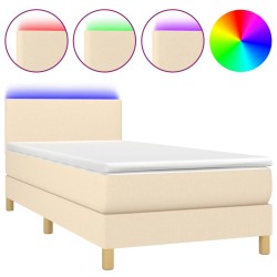 vidaXL Boxspringbett mit Matratze & LED Creme 100x200 cm Stoff