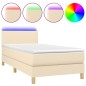 vidaXL Boxspringbett mit Matratze & LED Creme 100x200 cm Stoff vidaXL Boxspringbett mit Matratze & LED Creme 100x200 cm Stoff