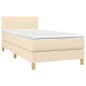 vidaXL Boxspringbett mit Matratze & LED Creme 100x200 cm Stoff vidaXL Boxspringbett mit Matratze & LED Creme 100x200 cm Stoff