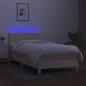 vidaXL Boxspringbett mit Matratze & LED Creme 100x200 cm Stoff vidaXL Boxspringbett mit Matratze & LED Creme 100x200 cm Stoff