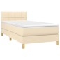 vidaXL Boxspringbett mit Matratze & LED Creme 100x200 cm Stoff vidaXL Boxspringbett mit Matratze & LED Creme 100x200 cm Stoff