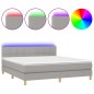vidaXL Boxspringbett mit Matratze & LED Hellgrau 160x200 cm Stoff vidaXL Boxspringbett mit Matratze & LED Hellgrau 160x200 cm Stoff