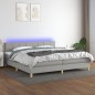 vidaXL Boxspringbett mit Matratze & LED Hellgrau 200x200 cm Stoff vidaXL Boxspringbett mit Matratze & LED Hellgrau 200x200 cm Stoff