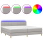 vidaXL Boxspringbett mit Matratze & LED Hellgrau 200x200 cm Stoff vidaXL Boxspringbett mit Matratze & LED Hellgrau 200x200 cm Stoff
