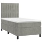 vidaXL Boxspringbett mit Matratze & LED Hellgrau 90x190 cm Samt vidaXL Boxspringbett mit Matratze & LED Hellgrau 90x190 cm Samt