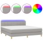 vidaXL Boxspringbett mit Matratze & LED Hellgrau 180x200 cm Stoff vidaXL Boxspringbett mit Matratze & LED Hellgrau 180x200 cm Stoff