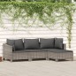 4-tlg. Garten-Lounge-Set mit Kissen Grau Poly Rattan 4-tlg. Garten-Lounge-Set mit Kissen Grau Poly Rattan