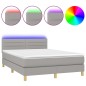 vidaXL Boxspringbett mit Matratze & LED Hellgrau 140x190 cm Stoff vidaXL Boxspringbett mit Matratze & LED Hellgrau 140x190 cm Stoff