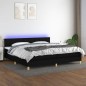 vidaXL Boxspringbett mit Matratze & LED Schwarz 200x200 cm Stoff vidaXL Boxspringbett mit Matratze & LED Schwarz 200x200 cm Stoff