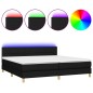 vidaXL Boxspringbett mit Matratze & LED Schwarz 200x200 cm Stoff vidaXL Boxspringbett mit Matratze & LED Schwarz 200x200 cm Stoff