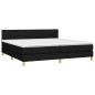 vidaXL Boxspringbett mit Matratze & LED Schwarz 200x200 cm Stoff vidaXL Boxspringbett mit Matratze & LED Schwarz 200x200 cm Stoff