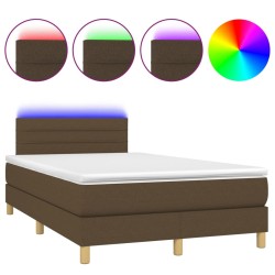 vidaXL Boxspringbett mit Matratze & LED Dunkelbraun 120x200 cm Stoff