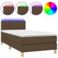 vidaXL Boxspringbett mit Matratze & LED Dunkelbraun 90x200 cm Stoff vidaXL Boxspringbett mit Matratze & LED Dunkelbraun 90x200 cm Stoff