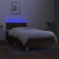 vidaXL Boxspringbett mit Matratze & LED Dunkelbraun 100x200 cm Stoff vidaXL Boxspringbett mit Matratze & LED Dunkelbraun 100x200 cm Stoff