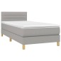 vidaXL Boxspringbett mit Matratze & LED Hellgrau 100x200 cm Stoff vidaXL Boxspringbett mit Matratze & LED Hellgrau 100x200 cm Stoff