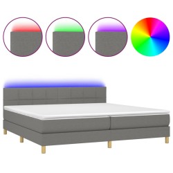 vidaXL Boxspringbett mit Matratze & LED Dunkelgrau 200x200 cm Stoff
