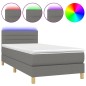 vidaXL Boxspringbett mit Matratze & LED Dunkelgrau 100x200 cm Stoff vidaXL Boxspringbett mit Matratze & LED Dunkelgrau 100x200 cm Stoff