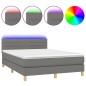 vidaXL Boxspringbett mit Matratze & LED Dunkelgrau 140x190 cm Stoff vidaXL Boxspringbett mit Matratze & LED Dunkelgrau 140x190 cm Stoff