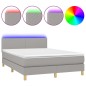 vidaXL Boxspringbett mit Matratze & LED Hellgrau 140x190 cm Stoff vidaXL Boxspringbett mit Matratze & LED Hellgrau 140x190 cm Stoff
