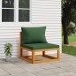 vidaXL Garten-Mittelsofa mit Grünen Kissen Massivholz Akazie
