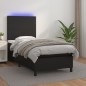 vidaXL Boxspringbett mit Matratze & LED Schwarz 100x200 cm Kunstleder vidaXL Boxspringbett mit Matratze & LED Schwarz 100x200 cm Kunstleder