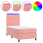vidaXL Boxspringbett mit Matratze & LED Rosa 90x190 cm Samt vidaXL Boxspringbett mit Matratze & LED Rosa 90x190 cm Samt