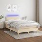 vidaXL Boxspringbett mit Matratze & LED Creme 120x200 cm Stoff vidaXL Boxspringbett mit Matratze & LED Creme 120x200 cm Stoff