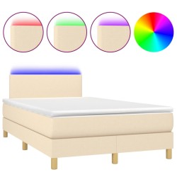 vidaXL Boxspringbett mit Matratze & LED Creme 120x200 cm Stoff