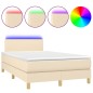 vidaXL Boxspringbett mit Matratze & LED Creme 120x200 cm Stoff vidaXL Boxspringbett mit Matratze & LED Creme 120x200 cm Stoff