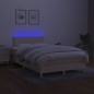 vidaXL Boxspringbett mit Matratze & LED Creme 120x200 cm Stoff vidaXL Boxspringbett mit Matratze & LED Creme 120x200 cm Stoff