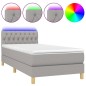 vidaXL Boxspringbett mit Matratze & LED Hellgrau 90x200 cm Stoff vidaXL Boxspringbett mit Matratze & LED Hellgrau 90x200 cm Stoff