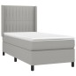 vidaXL Boxspringbett mit Matratze Hellgrau 90x190 cm Stoff vidaXL Boxspringbett mit Matratze Hellgrau 90x190 cm Stoff