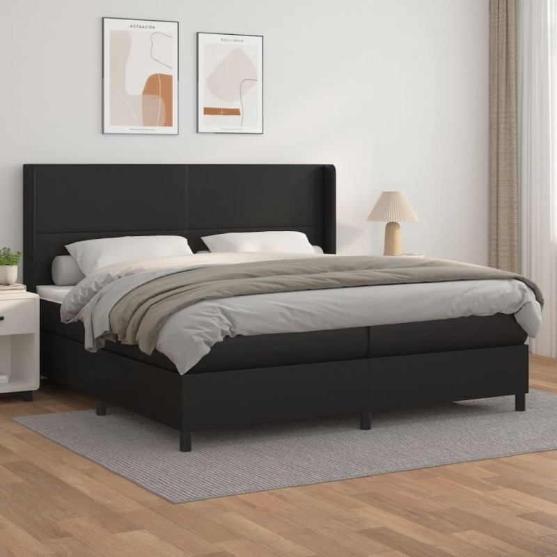 vidaXL Boxspringbett mit Matratze Schwarz 200x200 cm Kunstleder vidaXL Boxspringbett mit Matratze Schwarz 200x200 cm Kunstleder