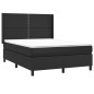 vidaXL Boxspringbett mit Matratze Schwarz 140x200 cm Kunstleder vidaXL Boxspringbett mit Matratze Schwarz 140x200 cm Kunstleder