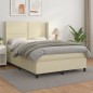 vidaXL Boxspringbett mit Matratze Creme 140x200 cm Kunstleder vidaXL Boxspringbett mit Matratze Creme 140x200 cm Kunstleder