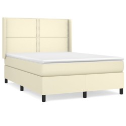 vidaXL Boxspringbett mit Matratze Creme 140x200 cm Kunstleder