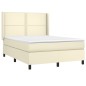 vidaXL Boxspringbett mit Matratze Creme 140x200 cm Kunstleder vidaXL Boxspringbett mit Matratze Creme 140x200 cm Kunstleder
