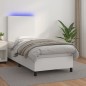 vidaXL Boxspringbett mit Matratze & LED Weiß 100x200 cm Kunstleder vidaXL Boxspringbett mit Matratze & LED Weiß 100x200 cm Kunstleder