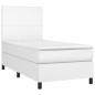 vidaXL Boxspringbett mit Matratze & LED Weiß 100x200 cm Kunstleder vidaXL Boxspringbett mit Matratze & LED Weiß 100x200 cm Kunstleder