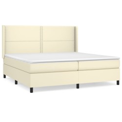 vidaXL Boxspringbett mit Matratze Creme 200x200 cm Kunstleder