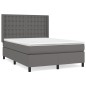 vidaXL Boxspringbett mit Matratze Grau 140x200 cm Kunstleder vidaXL Boxspringbett mit Matratze Grau 140x200 cm Kunstleder