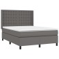 vidaXL Boxspringbett mit Matratze Grau 140x200 cm Kunstleder vidaXL Boxspringbett mit Matratze Grau 140x200 cm Kunstleder